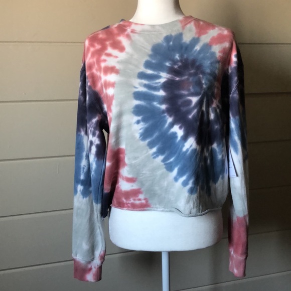 Tie Dye Mazzy Sweatshirt Size Small – Vintage Crop, Raw Edge, - Picture 5 of 12